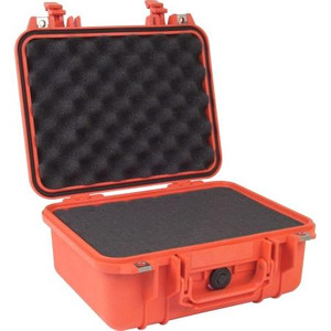 PELICAN protector equipment cases. Water tight and airtight to 30 feet for the ultimate in protection. Inside Dim: 12"L x 9-1/16"W x 5-3/16"D. ORANGE