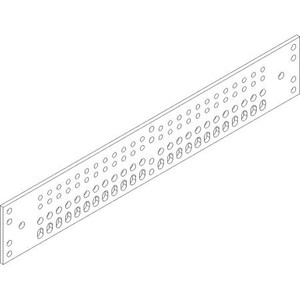 HARGER 1/4" thick x 4" wide x 24" long ground bar with insulators and brackets. 63 pre-drilled 7/16" holes. Accomodates B,C & D spaces two hole lugs.