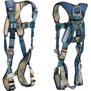 DBI/SALA EXOFIT XP tower climbing full body harness. Vest style w/back D-Ring, loops for belt; quick connect buckle; SMALL