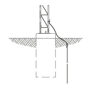 TRYLON STG tower base grounding kit. For use with STG towers. Contains (1) 5/8" x 8' ground rod, #6 B.S.C wire, ground clamp & rod clamp.