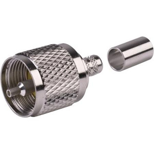 RF INDUSTRIES UHF male connector for PROFLEX and Times AA3096 cables. Nickle plated body and silver plated contacts. Crimp center pin, crimp on braid.