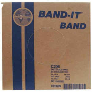 BAND-IT 3/4" wide strapping. 100 foot roll made of Type 201 stainless steel. .