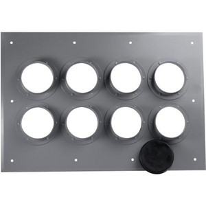 COMMSCOPE multiport feed-thru plate. 4" diameter openings. 8 ports. 25.5" x 17.5" plate. Order cable boots separately.