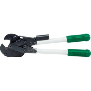 GREENLEE 750 kcmil Ratchet Cable Cutters. Hi-leverage for easier cutting Anti-slip mechanism ensures positive ratcheting; lightweight fiberglass.