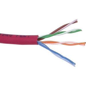 BELDEN 24AWG stranded conductor, 4 pair. 1000 ft put up. CAT 5E rated. Unshielded twisted pair. Patch 5 cable. Red jacket.