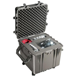 PELICAN Foam-Filled Cube Equipment Case Water & airtight w/neoprene o-ring seal. 2-Person lift handles. I.D.: 20"Lx20"Wx20"D. Black. (Casters not incl