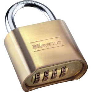 MASTER LOCK Resettable Combination Padlock, Four digits, 2 inch wide body, solid brass, set your own combination to any of 10,000 combos. 1" Shackle