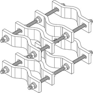 COMMSCOPE Pipe to Pipe Clamp. Joins Two 1-1/2" OD to 3-1/2" OD round members, 1/2" x 10" threaded rod. Kit of 2. Hot dipped galvanized steel.