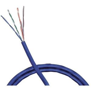 BELDEN 24AWG solid bare copper, polyole- fin insulated. Unshielded twisted pair cable with PVC jacket, 4 pairs, 1000' spool, CAT 5E cable, Blue.
