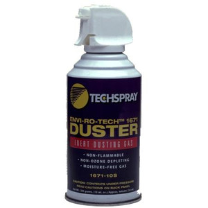 TECH SPRAY pure, moisture free, inert dusting gas, expelled at a high velocity. No harmful solvents. Removes microscopic particles,lint,dust. 15 oz.;