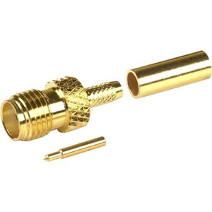 RF INDUSTRIES SMA female connector *REVERSE* POLARITY for RG174, RG188, RG316 cables. Nickel plated body, gold plated pin, teflon dielectric. Crimp att