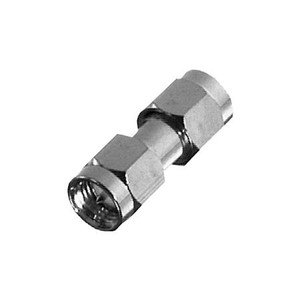 RF INDUSTRIES SMA male to SMA male straight adapter. Nickle plated body, gold plated contacts.