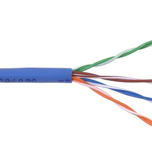 BELDEN 24AWG stranded conductor, 4 pair. 1000 ft put up, Blue Jacket. CAT 5E rated. Unshielded twisted pair. Patch 5 cable.