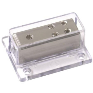 ACCELE Power Distribution Block. 1-4 position, Clear Acrylic cover.
