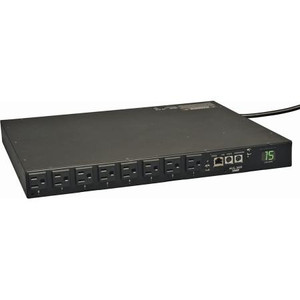 TRIPP LITE Single-Phase Switched PDU, 15A 120V, 1U horizontal rackmount, 16 NEMA 5-15R outlets, NEMA 5-15P input plug