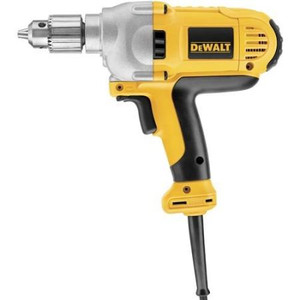 DEWALT 3/8" VSR Drill. Variable Speed trigger. 440 watts out, 7A; no-load speed 0-2,8000 RPM; 3/8" chuck Includes Chuck key