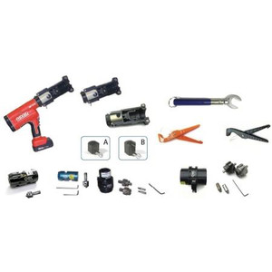 JMA Compression Kit for all 1/2", 7/8", and 1-5/8" CC connectors. Includes crimp frames, cable cutter, prep tool, and other necessary tools for connectors.