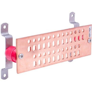 HARGER 1/4" thick x 4" wide x 12" long ground bar with insulators and brackets. 48 pre-drilled 7/16" holes & 7/16x11/16" Slots . For B,& C spaces two hole lugs.