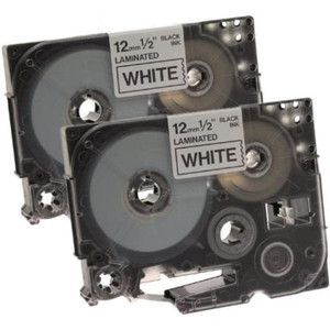 BROTHER Black and white PET label tape cartridge for indoor and outdoor use. 26-1/5 feet long and 0.47 inches wide.