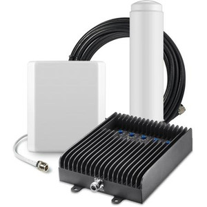 SURECALL Five-band manually adjustable booster kit for areas up to 6,000 sq ft. 72dB. Incl 30 &75 ft of coax cable, omni donor antenna & indoor panel ant.