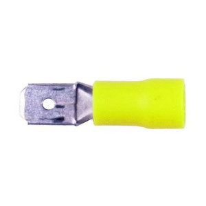 HAINES PRODUCTS Vinyl insulated male quick disconnect slide connector for wire sizes 10-12. .250 tab size. 100 per package.