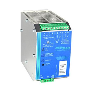 NEWMAR 12 VDC 10A Power System with charger, UPS, and status monitoring. DIN rail system. 2 outputs, load & battery. Alarm contacts: AC fail, battery at risk