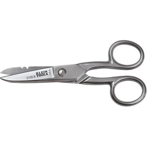 KLEIN TOOLS Stainless Steel Electricians Scissors Stripping Notches, 5-1/4 in length.