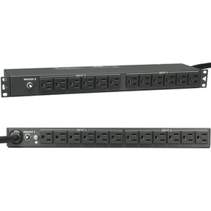 TRIPP LITE Single-Phase Basic PDU, 30A 120V, 1U rackmount, 24 NEMA 5-15R outlets, NEMA L5-30P plug.