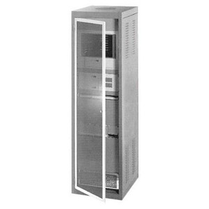 BUD INDUSTRIES turn key cabinet assembly 75.31" high x 22" deep x 25.5" wide. Has adjustable shelves and locking Econoglas front door and black textured finish.
