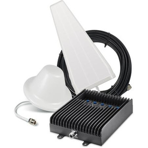 SURECALL Five-band manually adjustable booster kit for areas up to 6,000 sq ft. 72dB. Incl 30 &75 ft of coax cable, yagi donor antenna & indoor dome antenna.