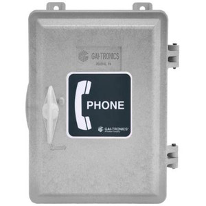 GAI-TRONICS Waterproof Telephone Enclosure. Corrosion proof enclosure NEMA 4x Weather Rating, RJ11 Wall Mount Jack with spring door closure option.