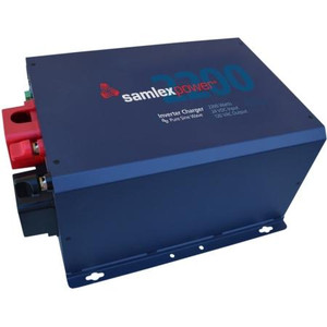 SAMLEX 2200W Pure Sine Inverter/Charger. 24 VDC input/output,120 VAC input/ output, 70 ADC output. 60 Hz, 40 amp transfer delay.