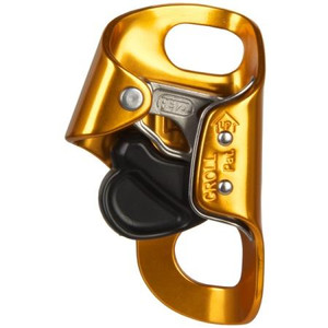 PETZL CROLL compact chest ascender. Up to 11mm rope capacity. Toothed cam with self-cleaning slot. Aluminum frame, stainless steel cam, nylon trigger.
