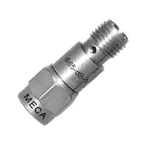 MECA RF 50 ohm coaxial attenuator. Attenuator, 2W, 17 dB, 18GHz SMA(F) to SMA(m)