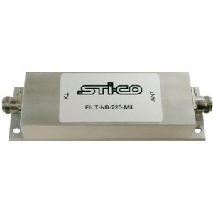 STI-CO 160-163 MHz Rugged Preselector Filter. 100 Watt input power, 3 MHz bandwidth.<-60dB isolation. UHF-Fem connectors. 1.2"H x 2.2"W x 7.4"L