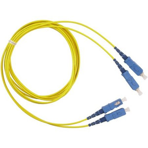 CABLES UNLIMITED 15m duplex 50.125um multimode, fiber optic jumper. LC connector on one end and SC connector on the other.