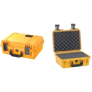 PELICAN-HARDIGG iM2200 Storm Case in yellow with foam. Two press and pull latches, double layered softgrip handle, waterproof, and dustproof.
