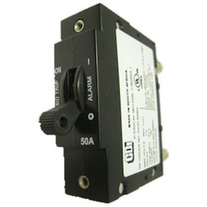 ALPHA TECHNOLOGIES 30 Amp AM Breaker. Plug-In type with aux switch center pin only, midtrip (5/16" bullet terminals).