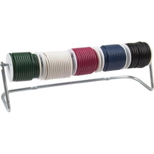 CONSOLIDATED WIRE 14 AWG QTY (5) 25ft Spools of Copper Wire, PVC Insulated. 5 Assorted Colored wire with a mounting rack