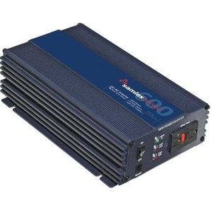 SAMLEX DC to AC power inverter. 600W continuous, 1000W intermittent. Pure sine wave. Continuous fan. 24V. Two AC outlets. Tubular screw down terminals.