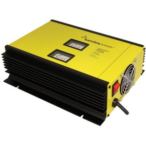 SAMLEX switched mode 25A battery charger. 100-130 VAC input. 27.6-28.8 VDC three step voltage function output. 2 bank.