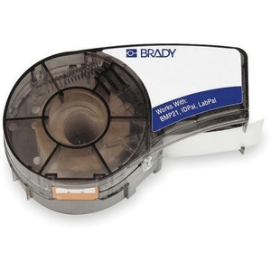 BRADY Label Cartridge, Black/Yellow, 3/4" W, 21' Roll, Application Smooth, Flat Surfaces, Textured Surfaces, Use with BMP21 Printer.