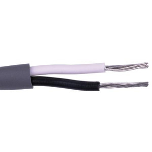 BELDEN 18 gauge stranded conductor cable. PVC insulated, tinned copper. (1) twisted pair. Sold in 500' spools. Black/White conductors. Chrome Jacket.