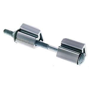 BAND-IT bolt/clamp assembly. An aluminum extruded housing with plated carriage bolt, nut and washer. Use with 3/4" strapping.