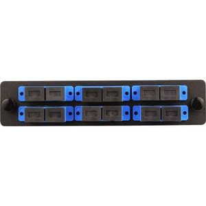 TII TECHNOLOGIES Black Adapter Plate 6 Port OS2 LC Duplex Blue