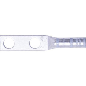 HARGER 2-hole Long barrel lug. For #2 wire, 3/8" hole, 1" center holes. White. No inspection hole. 10 Pack.