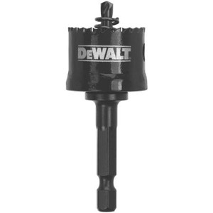 DEWALT 1" Impact Ready Hole Saw. Fast metal drilling speeds, easy plug removal, raised shoulder to prevent the drill from breaking through the material