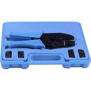 RF INDUSTRIES crimping tool kit. Include crimping tool frame and two die sets 44820 (RFA-4005-01), 58038 (RFA-4005-02) and a case.