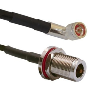 VENTEV 18" TWS-100 Antenna extension cable with R/A N male to N Bulkhead female Includes heat shrink.