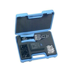 RFI CAT5/6/7 Cable Assembly & Tester Kit includes: CAT5 Cable Tester; Cat 6/7 solid connectors; modular ratcheting tool; case